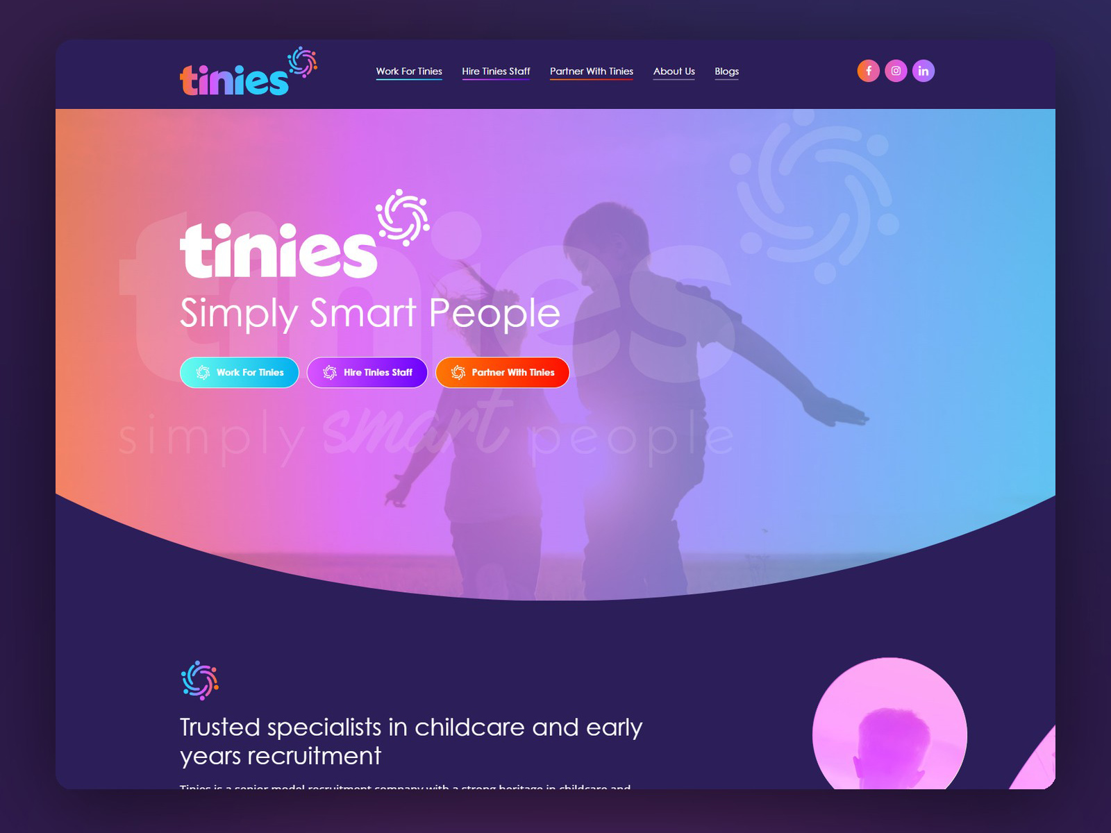 The new Tinies website on desktop